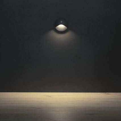 LED kāpņu gaismeklis ar kustības un krēslas sensoru EXIN LED/2,5W/230V 4000K IP65 antracīts apaļš