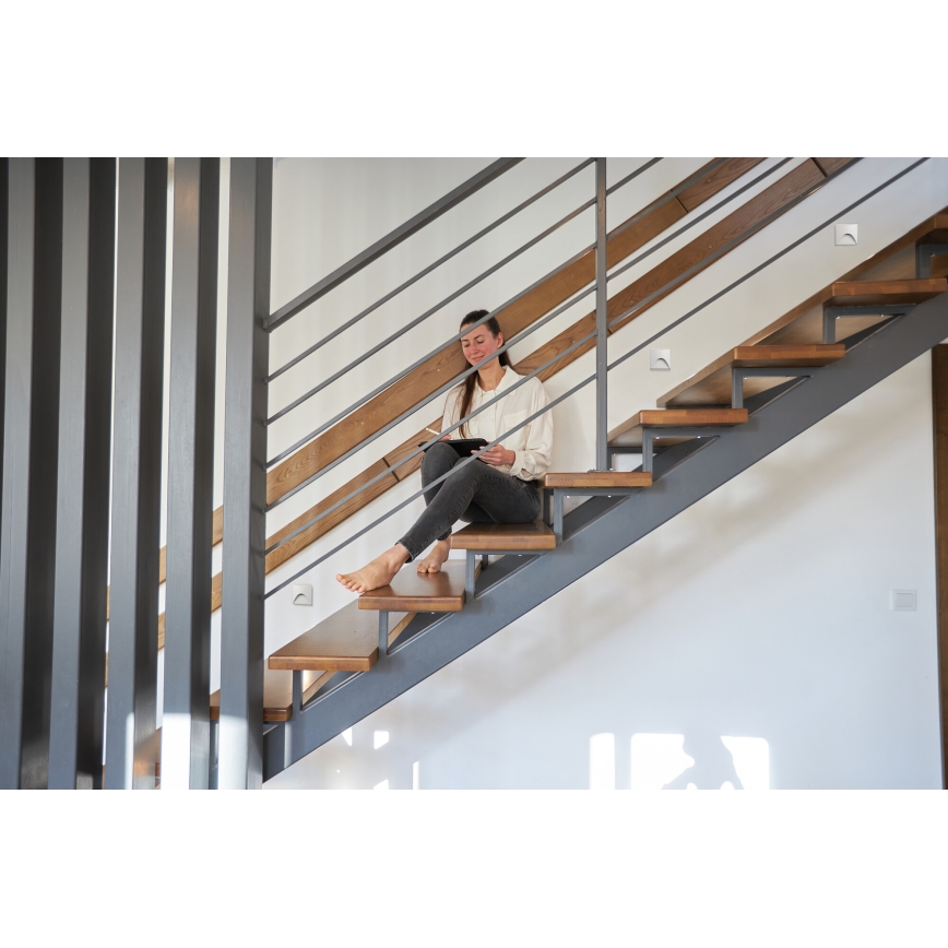 LED kāpņu gaismeklis EXIN LED/2,5W/230V 4000K IP65 balts kvadrātveida