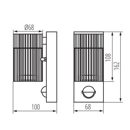 Āra sienas punktveida gaismeklis ar kustības un krēslas sensoru RADILO 1xGU10/11W/230V IP44 melns