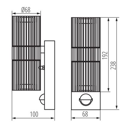 Āra sienas prožektors ar kustības un krēslas sensoru RADILO 2xGU10/11W/230V IP44 melns