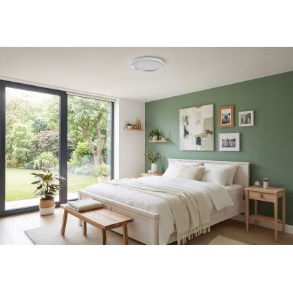 Regulējams LED griestu gaismeklis LIXAN LED/47W/230V 3000-6500K Ø 38,6 cm balts/sudraba + tālvadība