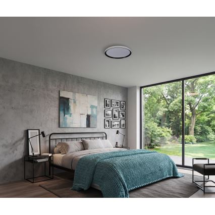 LED aptumšojams griestu lukturis LIXAN LED/47W/230V 3000-6500K pr. 38,6 cm balts/melns + tālvadība