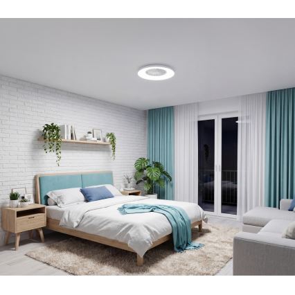 LED RGBW ar regulējamu spilgtumu griestu gaismeklis ar ventilatoru PLAVE PAN LED/24W/230V 3000-6500K Ø 48,5 cm balts + tālvadība