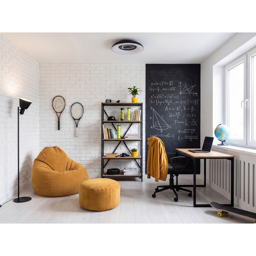 LED RGBW dimējama griestu lampa ar ventilatoru PLAVE PAN LED/48W/230V 3000-6500K Ø 60 cm melna + tālvadība
