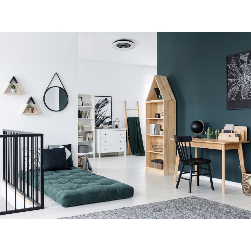 LED RGBW dimējama griestu lampa ar ventilatoru PLAVE PAN LED/48W/230V 3000-6500K Ø 60 cm melna + tālvadība