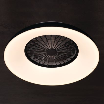 LED RGBW dimējama griestu lampa ar ventilatoru PLAVE PAN LED/48W/230V 3000-6500K Ø 60 cm melna + tālvadība