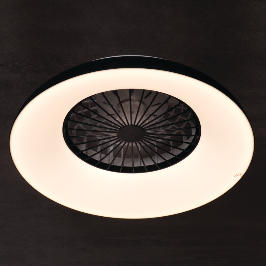 LED RGBW dimējama griestu lampa ar ventilatoru PLAVE PAN LED/48W/230V 3000-6500K Ø 60 cm melna + tālvadība
