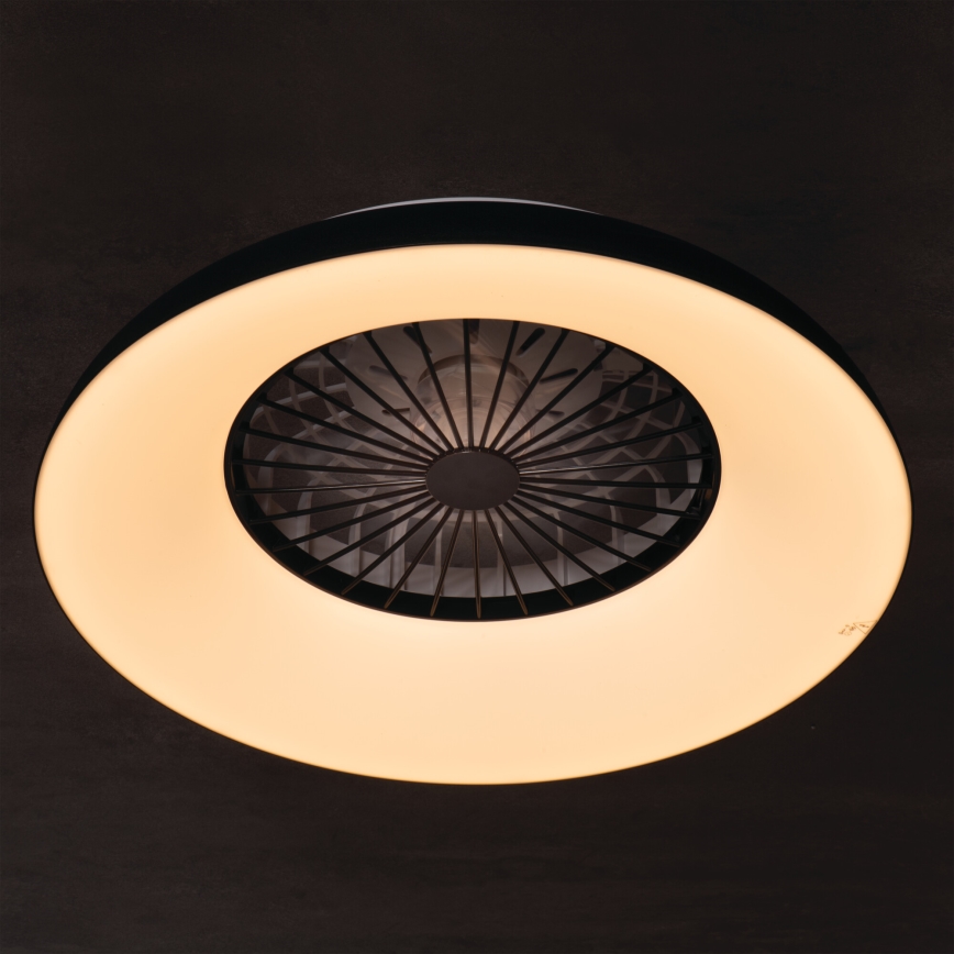 LED RGBW dimējama griestu lampa ar ventilatoru PLAVE PAN LED/48W/230V 3000-6500K Ø 60 cm melna + tālvadība