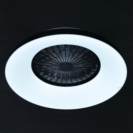 LED RGBW dimējama griestu lampa ar ventilatoru PLAVE PAN LED/48W/230V 3000-6500K Ø 60 cm melna + tālvadība