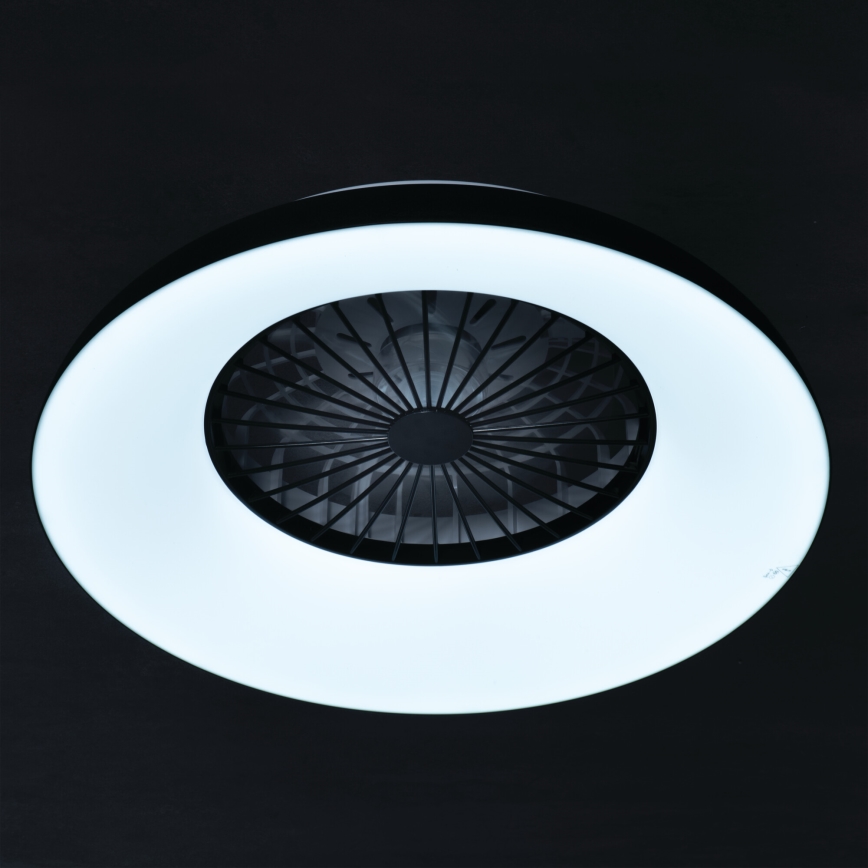 LED RGBW dimējama griestu lampa ar ventilatoru PLAVE PAN LED/48W/230V 3000-6500K Ø 60 cm melna + tālvadība