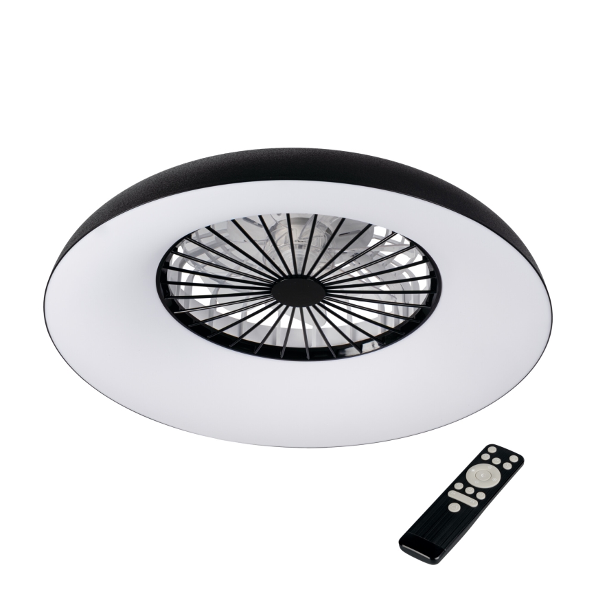 LED RGBW dimējama griestu lampa ar ventilatoru PLAVE PAN LED/48W/230V 3000-6500K Ø 60 cm melna + tālvadība