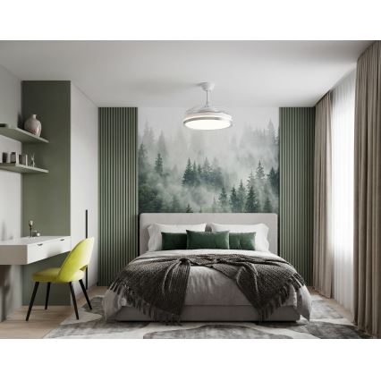 LED griestu lampa ar regulējamu spilgtumu un ventilatoru PLAVE LED/36W/230V 3000-6500K sudraba/balta + tālvadības pults