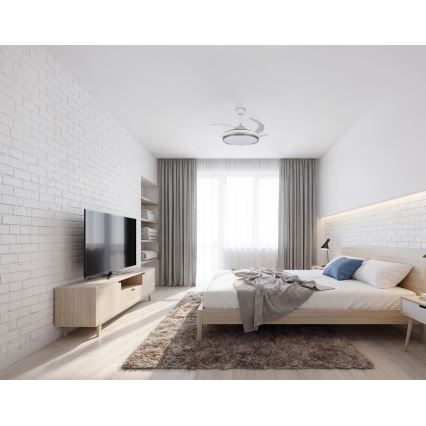 LED griestu lampa ar regulējamu spilgtumu un ventilatoru PLAVE LED/36W/230V 3000-6500K sudraba/balta + tālvadības pults