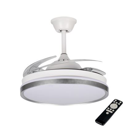 LED griestu lampa ar regulējamu spilgtumu un ventilatoru PLAVE LED/36W/230V 3000-6500K sudraba/balta + tālvadības pults