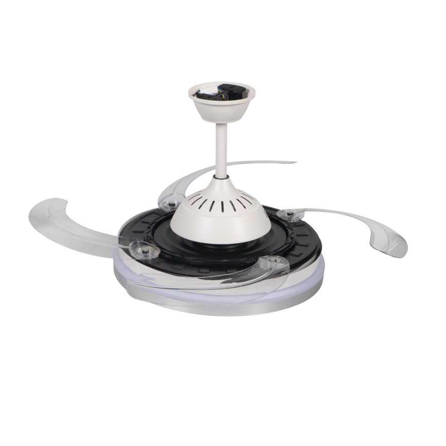 LED griestu lampa ar regulējamu spilgtumu un ventilatoru PLAVE LED/36W/230V 3000-6500K sudraba/balta + tālvadības pults