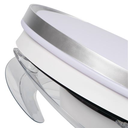 LED griestu lampa ar regulējamu spilgtumu un ventilatoru PLAVE LED/36W/230V 3000-6500K sudraba/balta + tālvadības pults