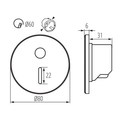 LED kāpņu lampa ar kustības un krēslas sensoru MAGNIK LED/1,7W/230V 2700/3300/3900/4600/5700K balta apaļa