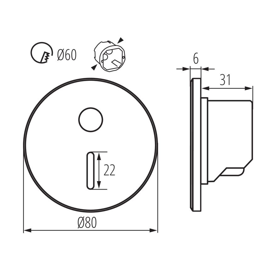 LED kāpņu lampa ar kustības un krēslas sensoru MAGNIK LED/1,7W/230V 2700/3300/3900/4600/5700K balta apaļa