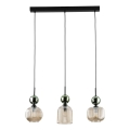 Karājamā lampa SOPHIA uz vada 3xE14/10W/230V melna/zaļa/dūmota bēša
