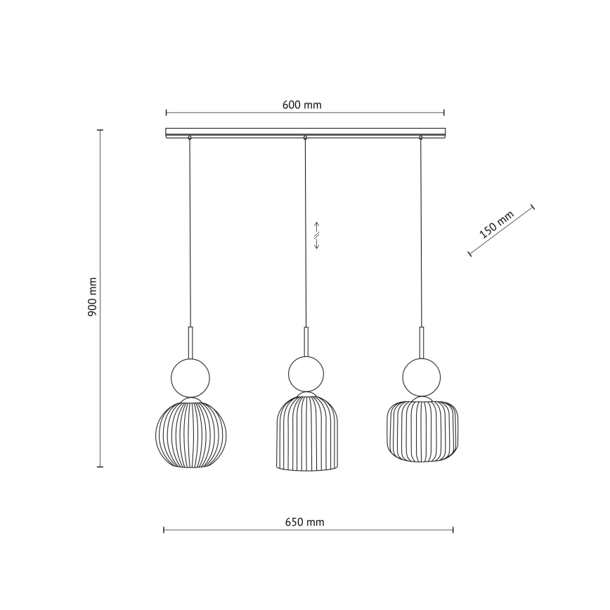 Karājamā lampa SOPHIA uz vada 3xE14/10W/230V melna/zaļa/dūmota bēša