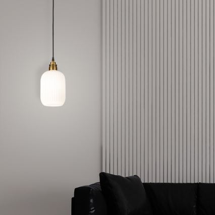 Karājamā lampa uz kabeļa HECTOR 1xE27/15W/230V balta/misiņš Ø 14 cm
