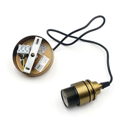 Karājamā lampa uz kabeļa HECTOR 1xE27/15W/230V balta/misiņš Ø 14 cm