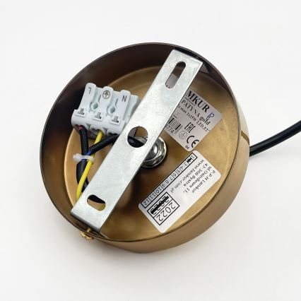 Karājamā lampa uz kabeļa HECTOR 1xE27/15W/230V balta/misiņš Ø 14 cm