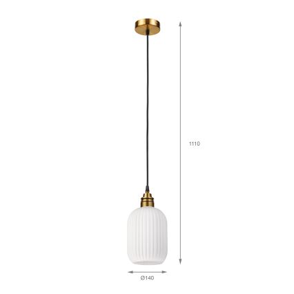 Karājamā lampa uz kabeļa HECTOR 1xE27/15W/230V balta/misiņš Ø 14 cm