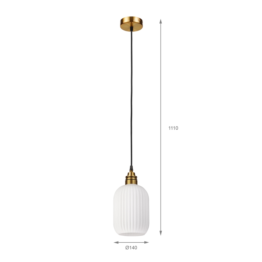 Karājamā lampa uz kabeļa HECTOR 1xE27/15W/230V balta/misiņš Ø 14 cm