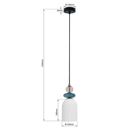 Karājamā lampa uz kabeļa TROPEA 1xE27/15W/230V melna/dūmakaina violeta/zila/balta
