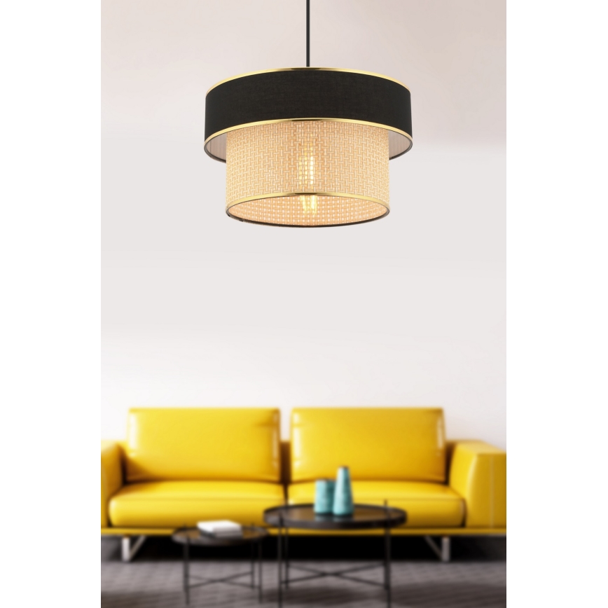 Karājamā lampa uz troses ERO 1xE27/60W/230V melna/bēša