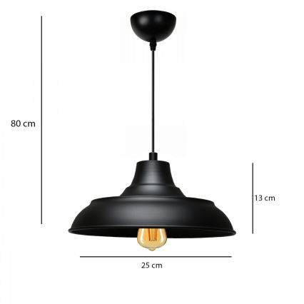 Karājamā lampa uz vada AYD 1xE27/40W/230V melna
