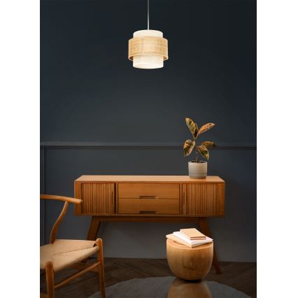 Karājamā lampa uz vada BOHO 1xE27/60W/230V Ø 20 cm džuta/krēmkrāsa