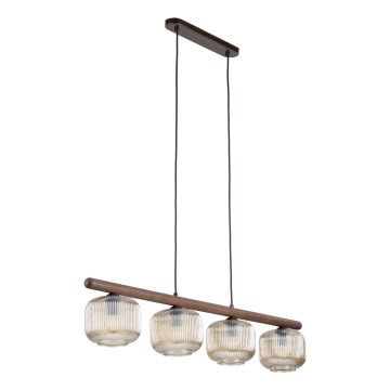 Karājamā lustra ar trosi SALVIA 4xE14/10W/230V brūna/dūmaina brūna