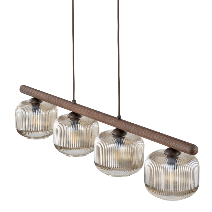 Karājamā lustra ar trosi SALVIA 4xE14/10W/230V brūna/dūmaina brūna