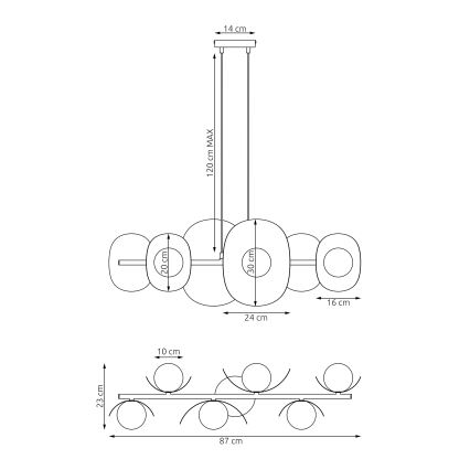 Karājamā lustra ELEMENTI 6xG9/8W/230V pelēka