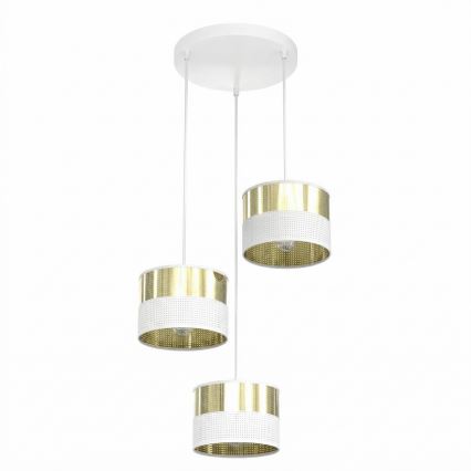 Karājamā lustra uz kabeļa LUX 3xE27/15W/230V balta/zelta