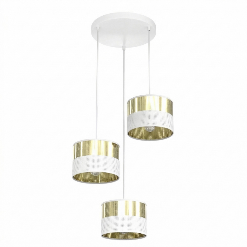 Karājamā lustra uz kabeļa LUX 3xE27/15W/230V balta/zelta