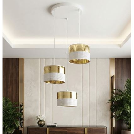 Karājamā lustra uz kabeļa LUX 3xE27/15W/230V balta/zelta