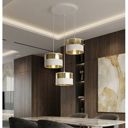 Karājamā lustra uz kabeļa LUX 3xE27/15W/230V balta/zelta