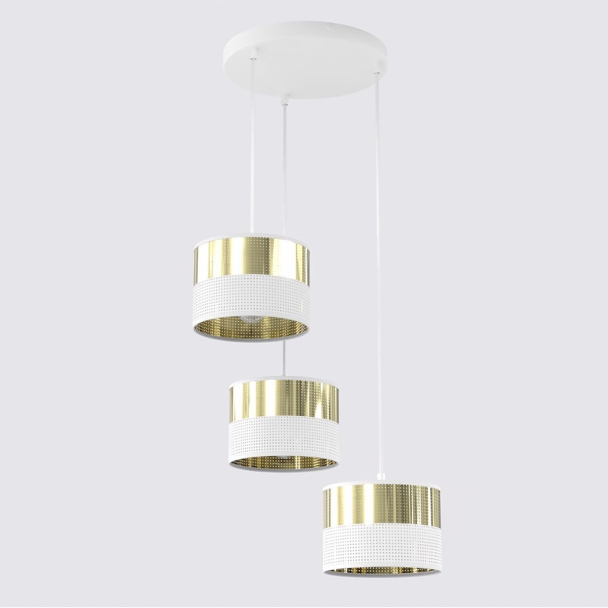 Karājamā lustra uz kabeļa LUX 3xE27/15W/230V balta/zelta