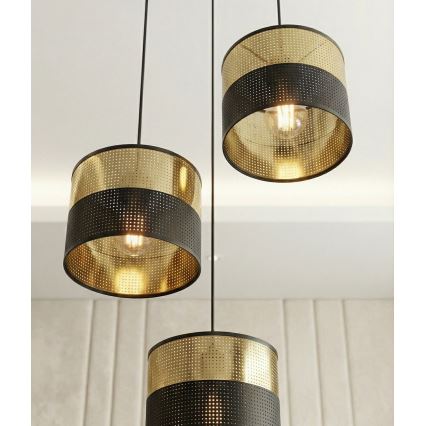 Karājamā lustra uz troses LUX 3xE27/15W/230V melna/zelta