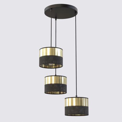 Karājamā lustra uz troses LUX 3xE27/15W/230V melna/zelta