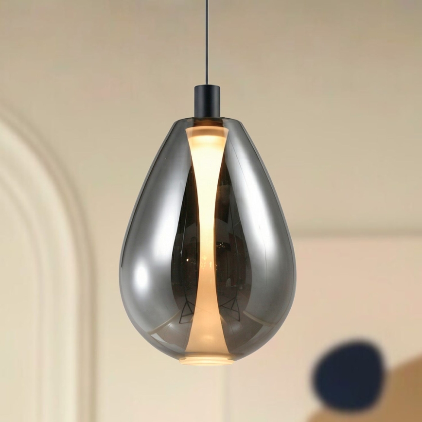 Karājamais gaismeklis ar kabeli DENSO 1xGU10/10W/230V Ø 30 cm melna hroma apdare