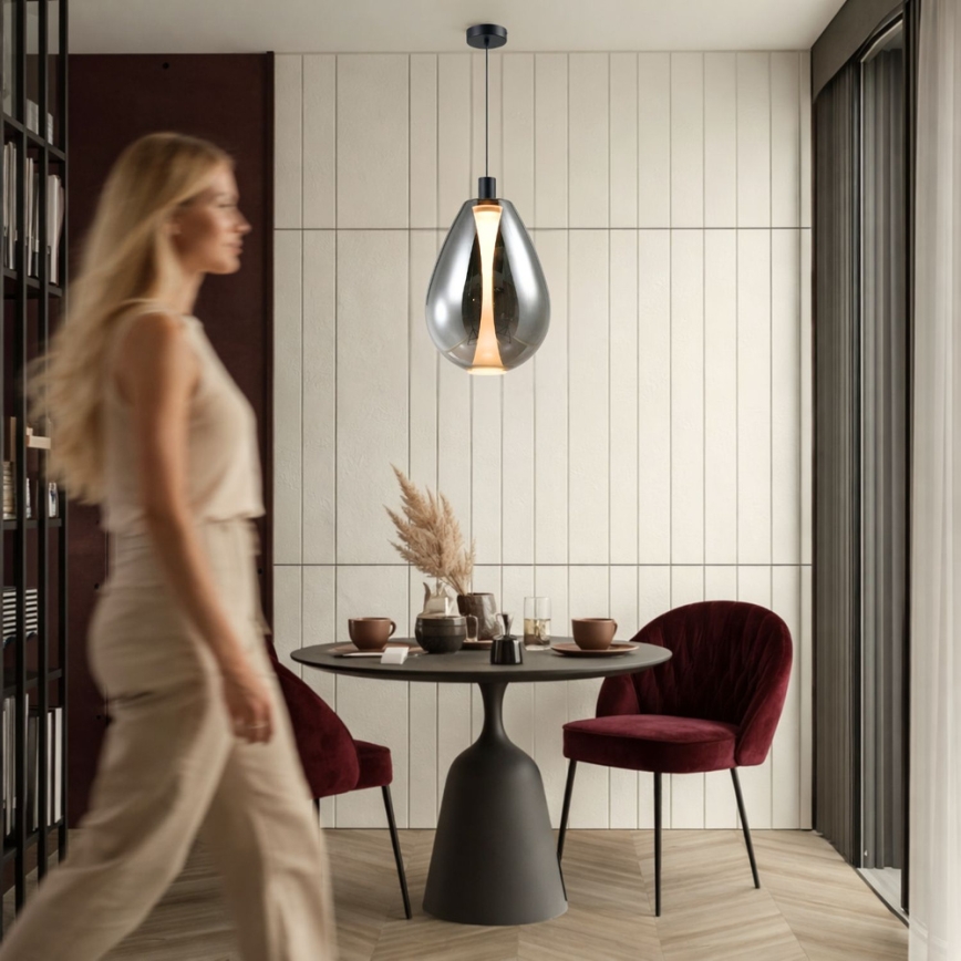 Karājamais gaismeklis ar kabeli DENSO 1xGU10/10W/230V Ø 30 cm melna hroma apdare