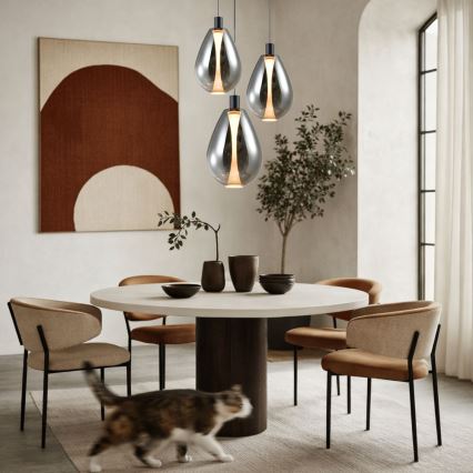 Karājamais gaismeklis ar kabeli DENSO 1xGU10/10W/230V Ø 30 cm melna hroma apdare