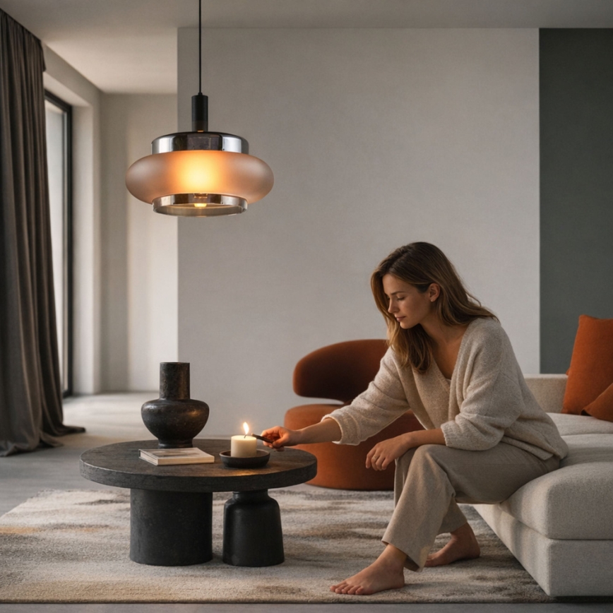 Karājoša lampa ar kabeli BRIZI 1xE27/40W/230V pelēka/dūmakaina