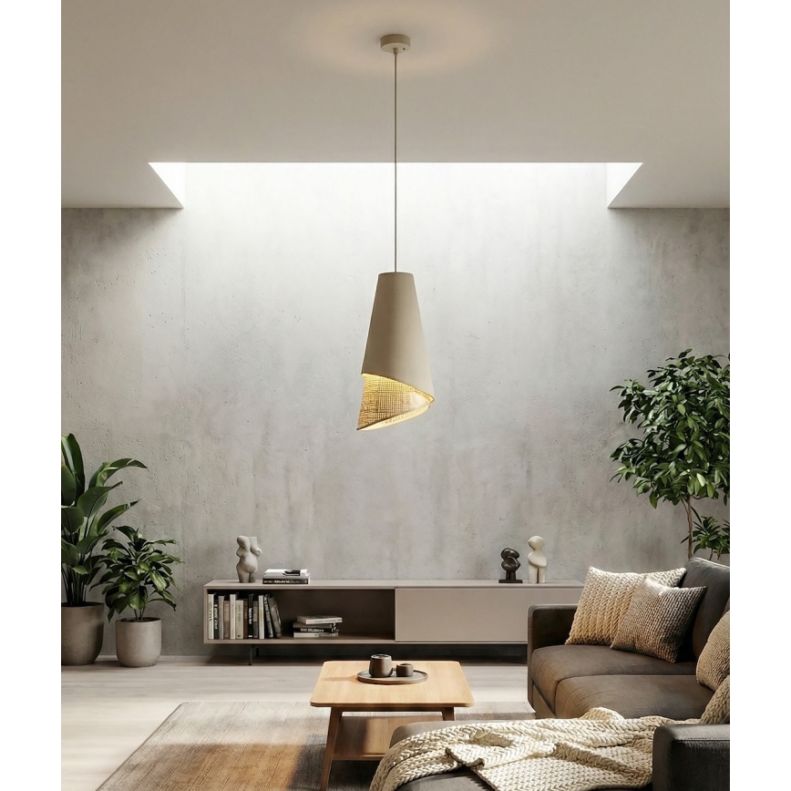 Karājoša lampa ar vadu MODA 1xE27/15W/230V bēša/ratāns