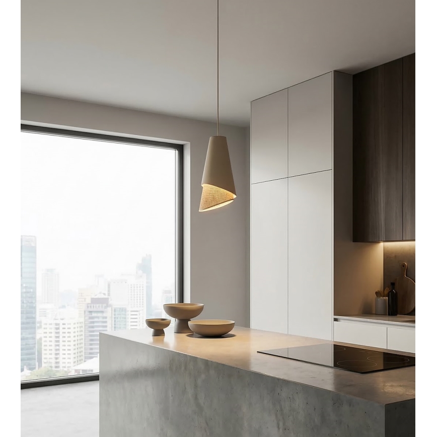 Karājoša lampa ar vadu MODA 1xE27/15W/230V bēša/ratāns