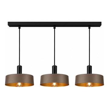 Karājošā lampa HAKI uz kabeļa 3xE27/60W/230V brūna/melna